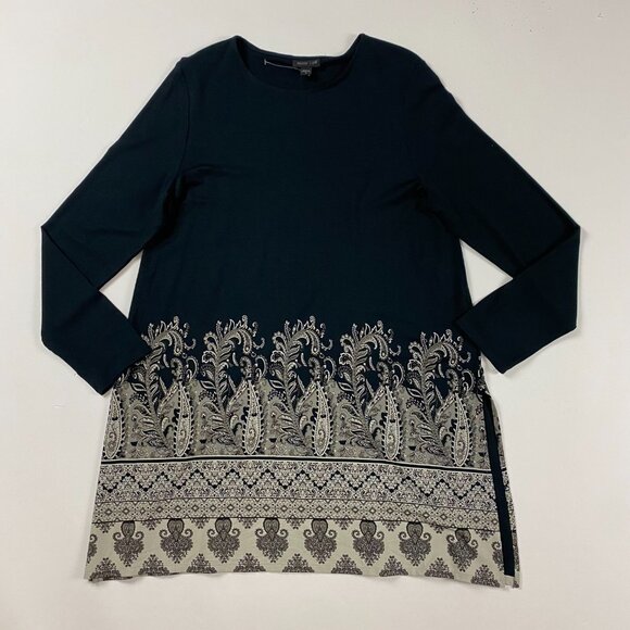 NWOT J. Jill Wearever Collection Long Sleeve Paisley Border Tunic Top Blouse M - Picture 2 of 16